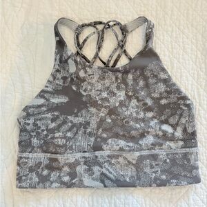 Lululemon Gray Patterned Energy Bra, High-neck, Longline sz 10